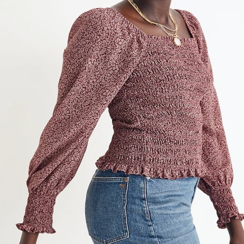 Nwt! Lucie Bubble-Sleeve Smocked Top in Cottage Garden - Picture 2 of 10